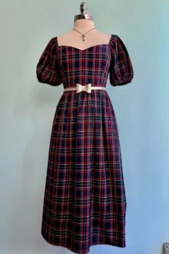 Navy Plaid Alessi Puff Sleeve Midi Dress -MODERN MILLIE Shop 4B95E22C 3714 4855 915F F6C4F5DD4040