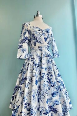 Adeline Blue And White Floral Dress By Hell Bunny -MODERN MILLIE Shop 4D0ED9B2 4A1D 4B5D B260 AD74AED68C64
