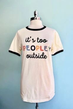 It's Too Peopley Outside Ringer T-Shirt In Off-White