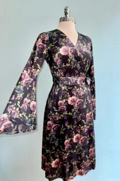 Velvet Flora Bell Sleeve Wrap Dress By Voodoo Vixen