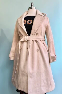 Final Sale Beige Winter Belted Trench Coat By Molly Bracken