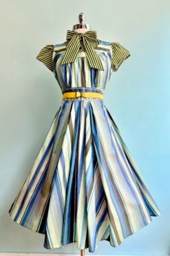 Green Stripe Estelle Tie-Neck Blouse By Heart Of Haute -MODERN MILLIE Shop 4DFE82FE F14F 4F19 B94B 0A7DF43F9A14