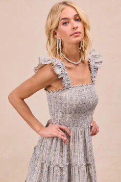 Floral And Striped Smocked Ruffle Sleeve Midi Dress 6 Floral And Striped Smocked Ruffle Sleeve Midi Dress -MODERN MILLIE Shop 4a011e23 e980 48a6 a3bb ac59727873d3