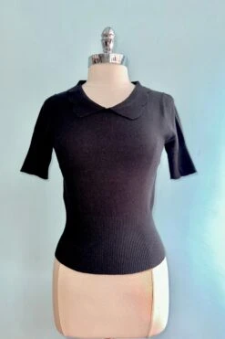 Sweet Sunny Short Sleeve Sweater In Black By Banned