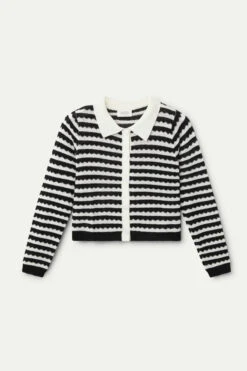 Black And White Cropped Collared Cardigan By Compania Fantastica 11 Black And White Cropped Collared Cardigan By Compania Fantastica -MODERN MILLIE Shop 51C10329 10