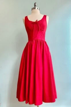 Red Lolita Midi Dress By Timeless London