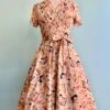 Vintage Books Short Sleeve Rose Dress In Pink By Miss Lulo -MODERN MILLIE Shop 54094EA0 75F0 4344 8AA3 80392BF489DD