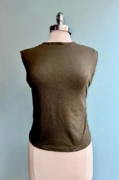Olive Ruched Top By Mata Traders