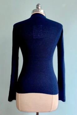 Navy Blue Ribbed Mock Neck Sweater By Compania Fantastica -MODERN MILLIE Shop 555480AB 7B1B 40AC B9B2 FD47535B34E1