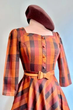 Autumn Rust Plaid Caitlin Dress By Hearts & Roses London -MODERN MILLIE Shop 5620CF2A C3C2 4268 8ACC 40AE000BDF90