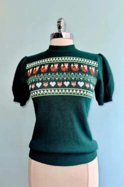 Final Sale Green Fox Fair Isle Short Sleeve Sweater