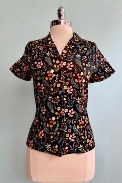 Ditsy Mushroom Short Sleeve Shirt By Eva Rose