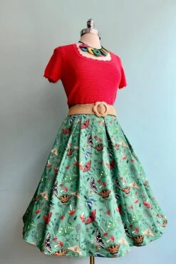 Moth And Mushroom Green Skirt By Voodoo Vixen