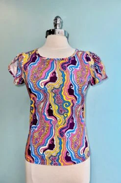 Geode Tulip Sleeve T-Shirt Top By Blue Platypus