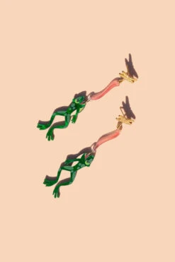 Leap Frog Earrings In Green By Peter And June