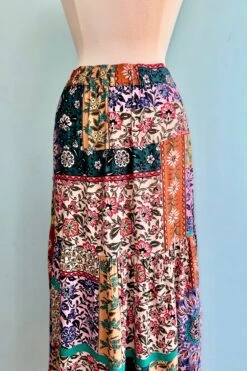Patchwork Floral Elastic Waist Midi Skirt By Molly Bracken -MODERN MILLIE Shop 61BAE530 B387 4169 BBF3 A8EACE2808DD