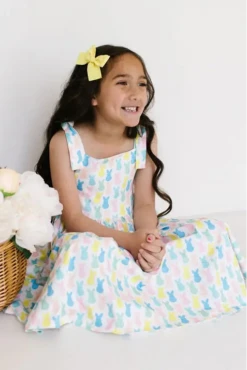 Kids Valerie Dress In Marshmallow Bunny
