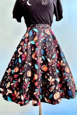 Pumpkins And Leaves Full Skirt By Eva Rose