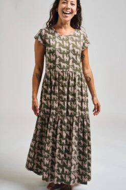 Green Leopard Tiered Jersey Dress By Mata Traders -MODERN MILLIE Shop 64306B22 4146 40EB 9101 3DFE41B55110