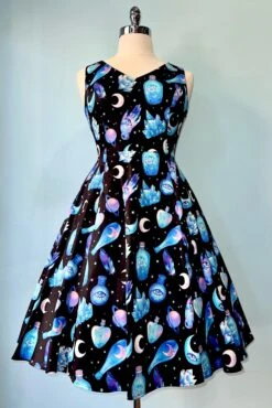 Mystical Black And Purple V-Neck Dress By Eva Rose