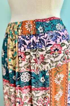Patchwork Floral Elastic Waist Midi Skirt By Molly Bracken -MODERN MILLIE Shop 6AE0108E B98F 4FD7 9375 215827BCC281