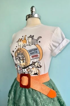 Serotonin Booster Cat T-Shirt In White -MODERN MILLIE Shop 6B5D3DE6 FC3F 445E 9554 7A7CE811D9DA