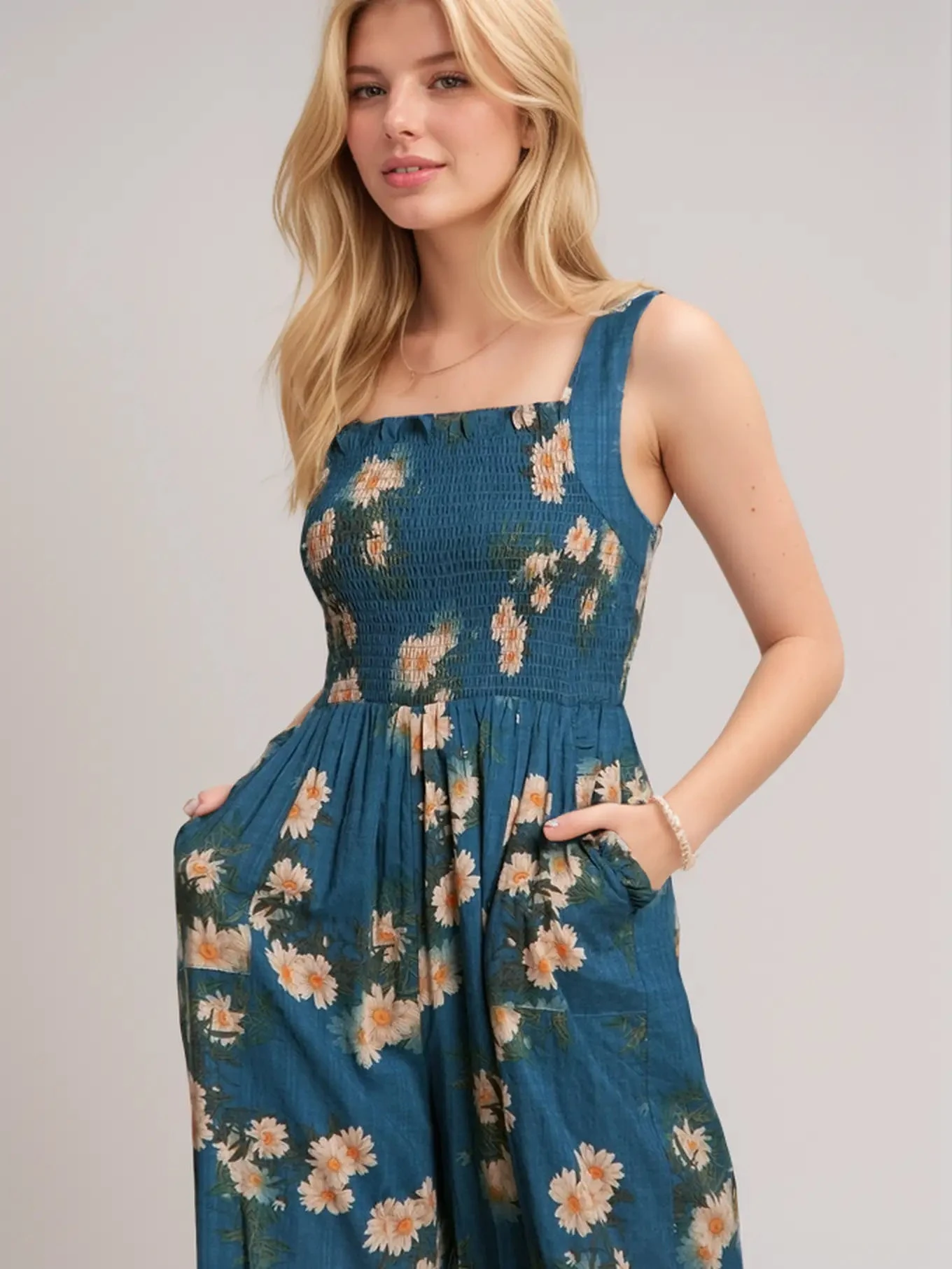 Daisy Smocked Wide Leg Jumpsuit in Midnight Blue Daisy Smocked Wide Leg Jumpsuit In Midnight Blue -MODERN MILLIE Shop 6b862459e95e22fe80e41328ac6f9adc666e5befc4a8b7e0309047c4abcafa85
