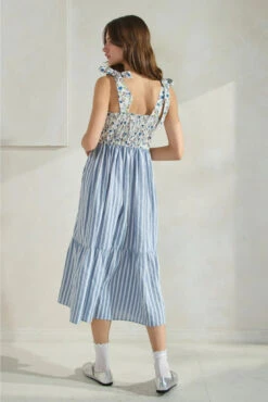 Blue Floral And Striped Print Midi Dress 12 Blue Floral And Striped Print Midi Dress -MODERN MILLIE Shop 6e6308a2fb7e8b7893fa9d86540a37826fdc856f5b948058b8ff1e1144dba975