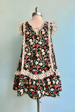Floral And Polka-Dot A-Line Mini Dress