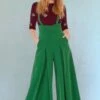 Green Pleated High Waisted Suspender Pants By Voodoo Vixen -MODERN MILLIE Shop 71C6587A FCF1 453D B340 6FBA14FA6973