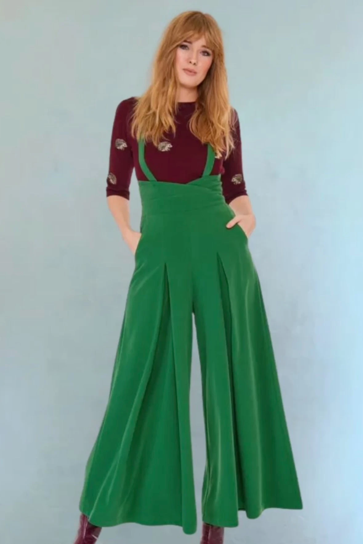 Green Pleated High Waisted Suspender Pants by Voodoo Vixen Green Pleated High Waisted Suspender Pants By Voodoo Vixen -MODERN MILLIE Shop 71C6587A FCF1 453D B340 6FBA14FA6973