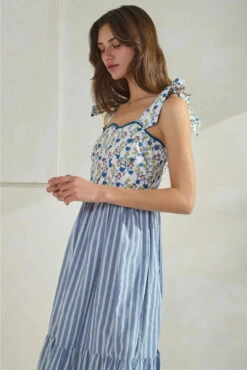 Blue Floral And Striped Print Midi Dress 13 Blue Floral And Striped Print Midi Dress -MODERN MILLIE Shop 71aca2f3212ae098bedca2588eea2c4e7cab5ee8311d20ea862dec86602b6244
