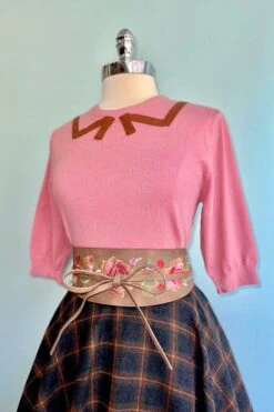 Rose Sweater With A Bow Collar Detail By Tulip B. -MODERN MILLIE Shop 7234EA61 54CA 4C2C 8107 564FB914E8CE
