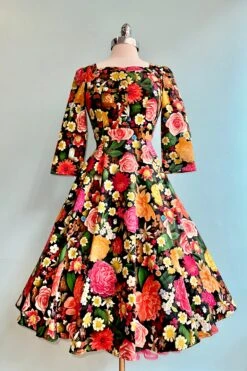 Cassidy Floral Swing Dress By Hearts & Roses London