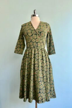 Olive Floral Callie Wrap Dress By Mata Traders