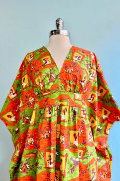 Orange And Green Window Gals Woven Midi Caftan By Blue Platypus -MODERN MILLIE Shop 75CE94EB 5F4E 4E92 8F26 C2399044B327