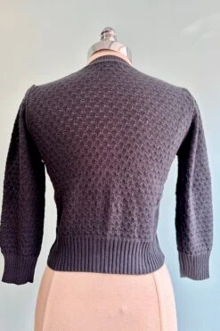 Navy Puff Sleeve Cropped Cardigan -MODERN MILLIE Shop 78E8CA34 BEC5 43C8 B8C8 658A60869E50