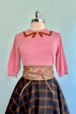 Rose Sweater With A Bow Collar Detail By Tulip B. -MODERN MILLIE Shop 798CE1AA FCFB 47BD 887C 3031E8D497C2
