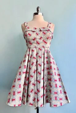 Pink And Light Blue Bee And Honeycomb Fold-Over Dress By Eva Rose