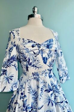 Adeline Blue And White Floral Dress By Hell Bunny -MODERN MILLIE Shop 7A040BF0 20D6 4007 AFDA 9D03FAA5A040