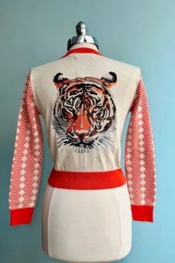 Red Large Tiger Vera Cardigan By Palava