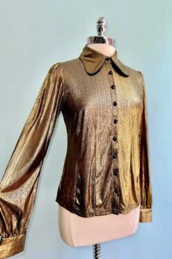 Gigi Gold Metallic Blouse By Hell Bunny -MODERN MILLIE Shop 7CF28044 EB09 4152 9FE4 231D4D5269F7