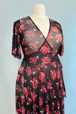 Lydia Wrap Dress In Rose Cluster Mesh By Wax Poetic -MODERN MILLIE Shop 7F8F6B73 02F3 49E2 8969 717E41DC2AA4