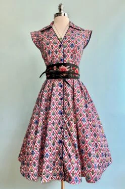 Blue Garden Floral Diamond Print Shirt Dress -MODERN MILLIE Shop 806B49B9 5A8B 4B6F 9057 1EDD237943F1