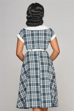 Emerald Plaid Cotton Marjorie Dress By Collectif -MODERN MILLIE Shop 8150 1