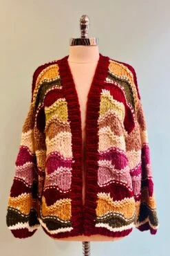 Wavy Colorblock Hand Crochet Cardigan