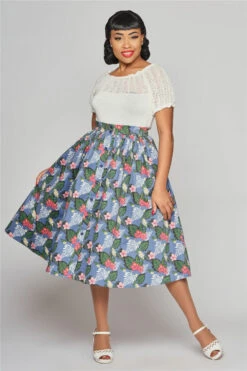 Tropical Oasis Button Front Full Skirt By Collectif -MODERN MILLIE Shop 8221 3