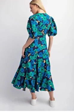 Emerald And Navy Balloon Sleeve Wrap Dress -MODERN MILLIE Shop 842ED97F A198 40E3 AB4A 3F8BEF5E38F6