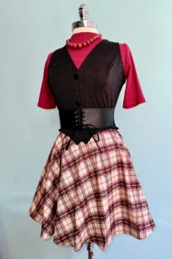 Burgundy And Tan Plaid Skater Skirt By Retrolicious -MODERN MILLIE Shop 85E7DCD9 431F 4EC7 A20A F76EDA8A9A98