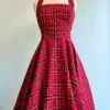 Red Plaid Irvine Pinafore Dress By Hell Bunny